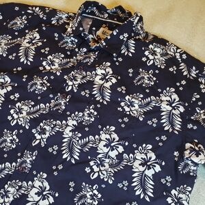 Uzzi Amphibious Gear Men's 2XL Blue Floral Cotton SS Hawaiian Shirt Beach Summer